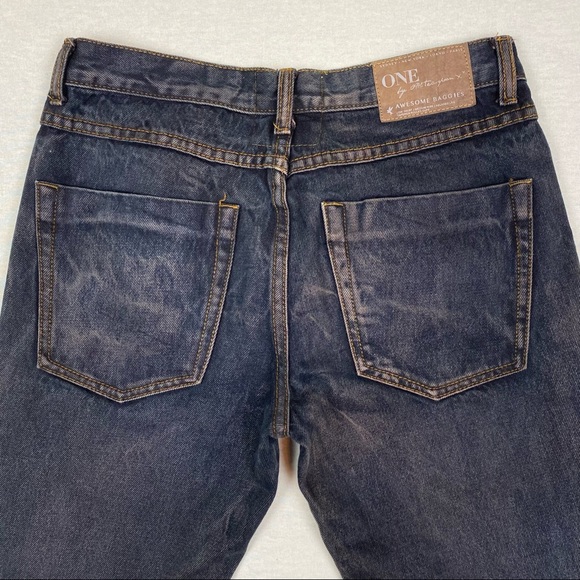 One Teaspoon Awesome Baggies Distressed Relaxed Skinny Ankle Dark Wash Jeans - Picture 8 of 13